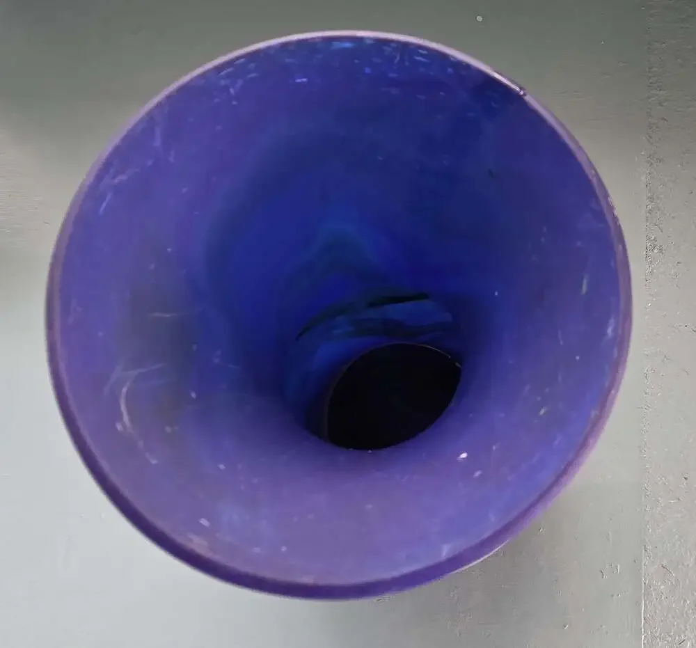 Hand Blown Art Glass Swirled Blue and Green Vase